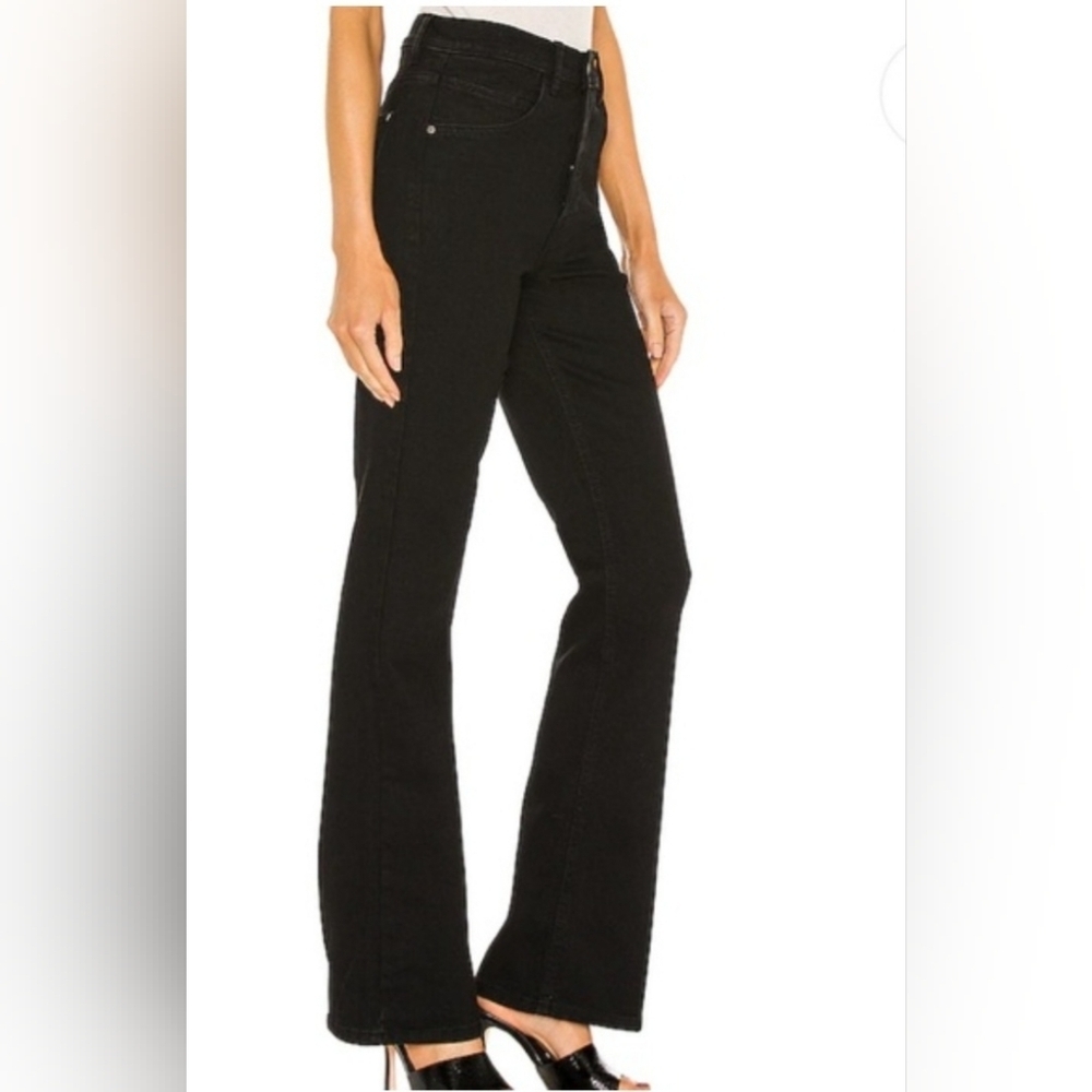 Free People Women’s French Girl Flare Jeans Satin Misty Black Size 25